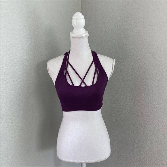 Victoria Sport Women's Purple Strappy Front With Cross Back Sports Bra Size M - Picture 2 of 7